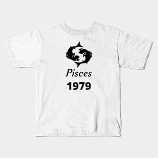 Black Zodiac Birthday Pisces 1979 Kids T-Shirt